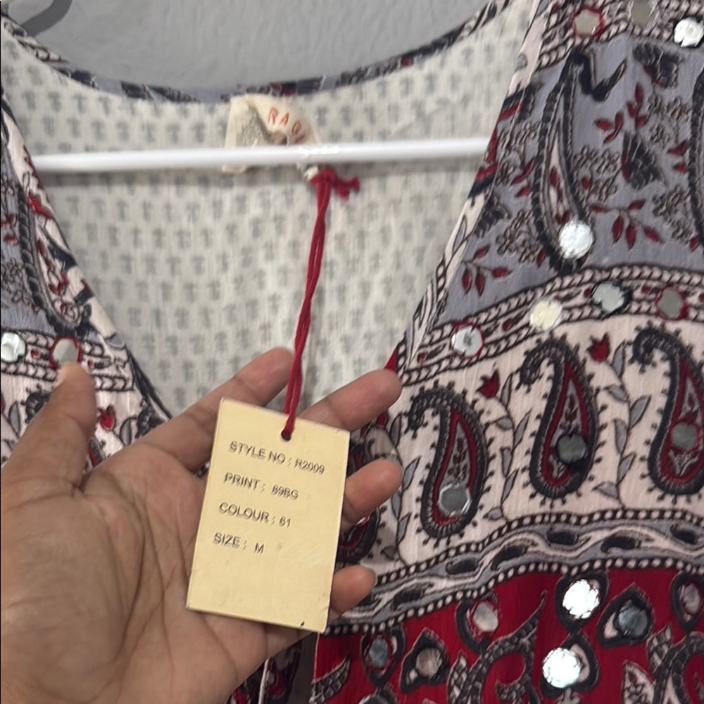 Anthropologie Red, Black & White Printed Maxi Dress - Picture 4 of 15